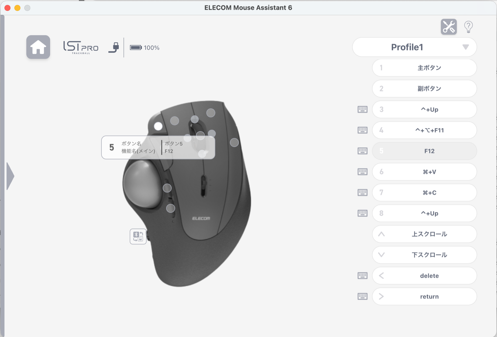 ELECOM Mouse Assistant 6でボタン5にF12を割り当てている設定一覧